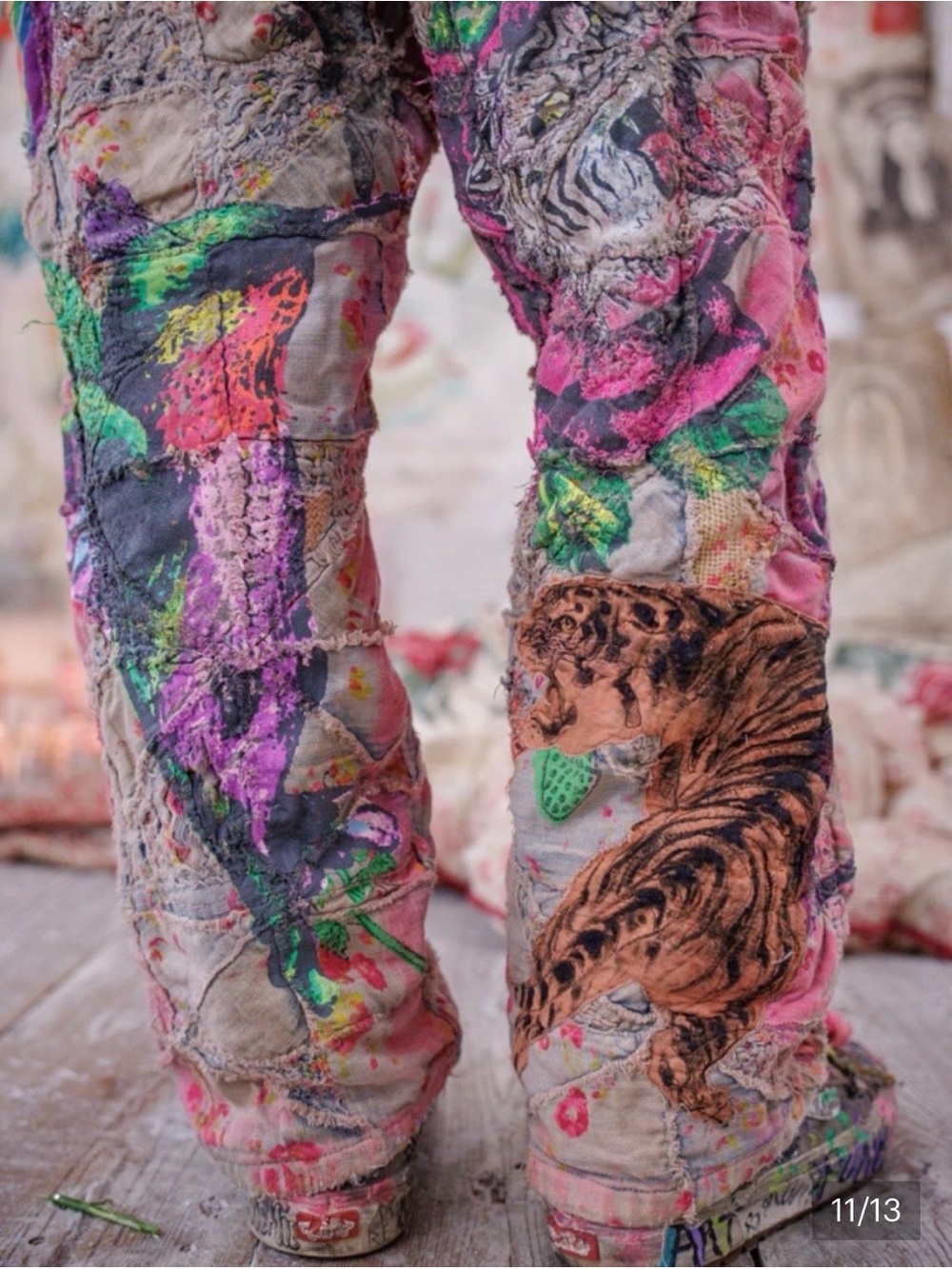 Magnolia Pearl Patchwork Boyfriend Jeans in Pink, Yellow, Green, Blue - Picture 4 of 5